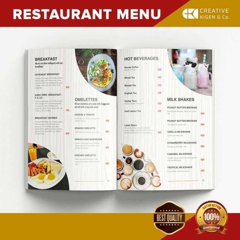 Menu Design Services in Kenya