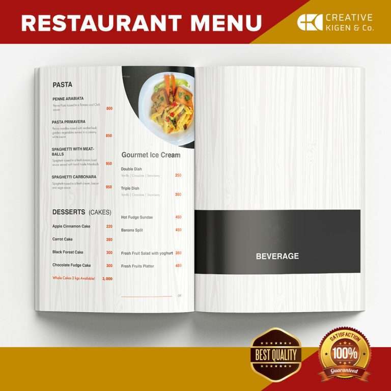 Menu Design Services in Kenya
