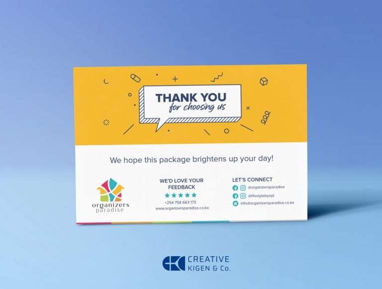 Thank you card design in Kenya